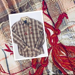 ENGLISH LAUNDRY Button Front Embroidered Shirt Lg